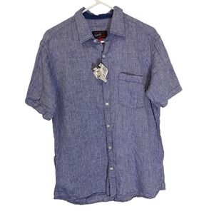 Anation Z Linen Co Large European Linen Button Shirt Purple Business Casual Prep